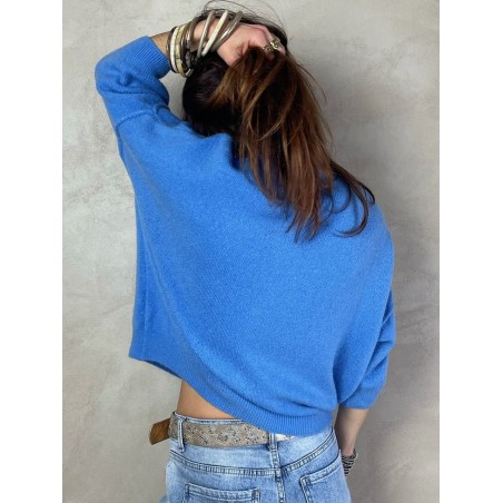 Pull alpaga couture bleu