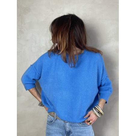 Pull alpaga couture bleu