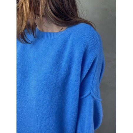 Pull alpaga couture bleu