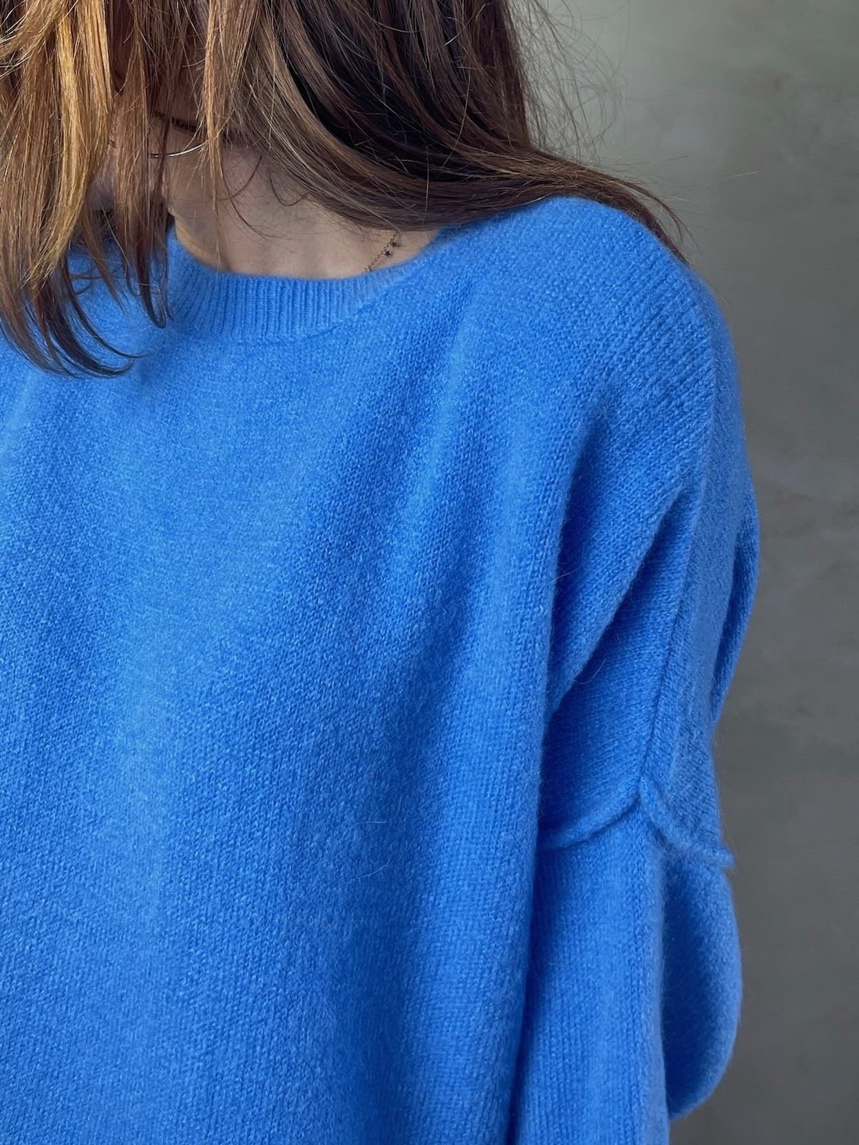 Pull alpaga couture bleu