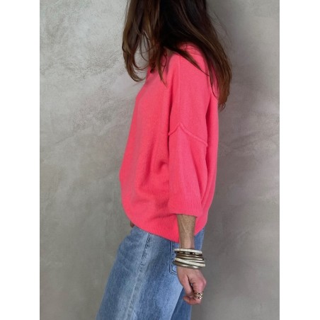 Pull alpaga couture corail