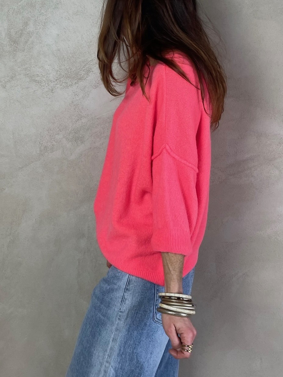 Pull alpaga couture corail