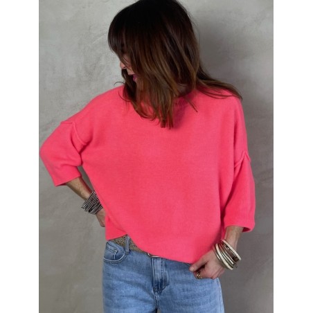 Pull alpaga couture corail