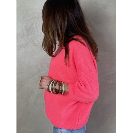 Pull alpaga couture corail