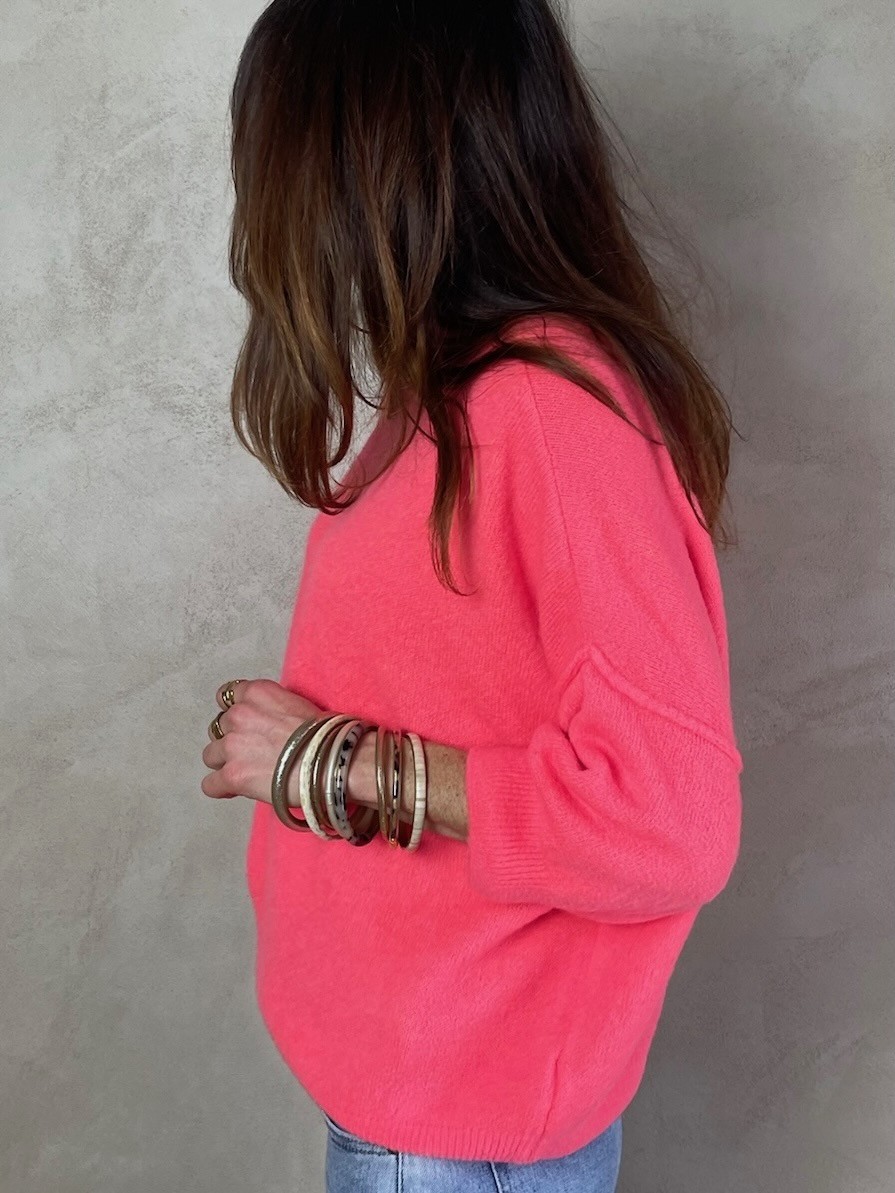 Pull alpaga couture corail