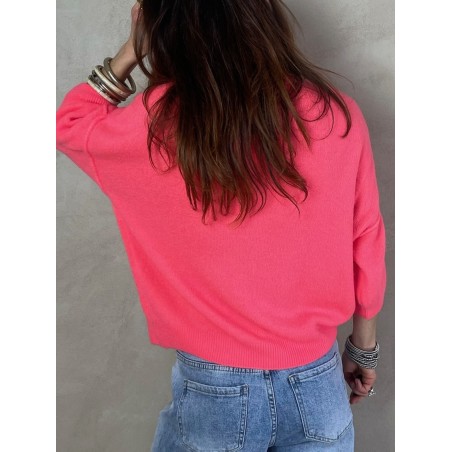 Pull alpaga couture corail