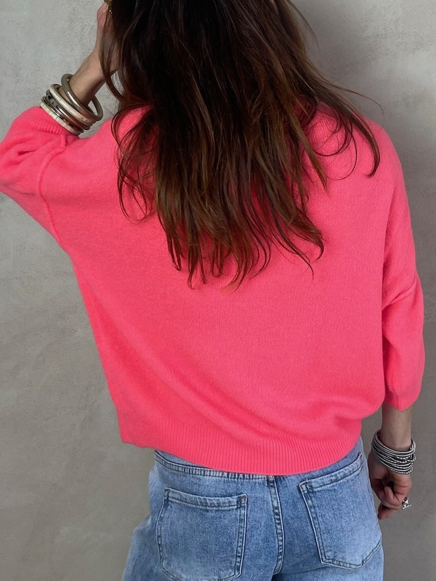 Pull alpaga couture corail