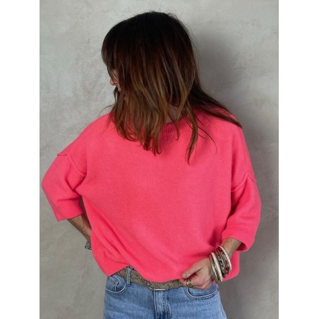 Pull alpaga couture corail