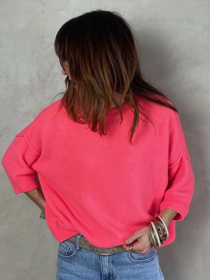 Pull alpaga couture corail