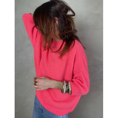 Pull alpaga couture corail