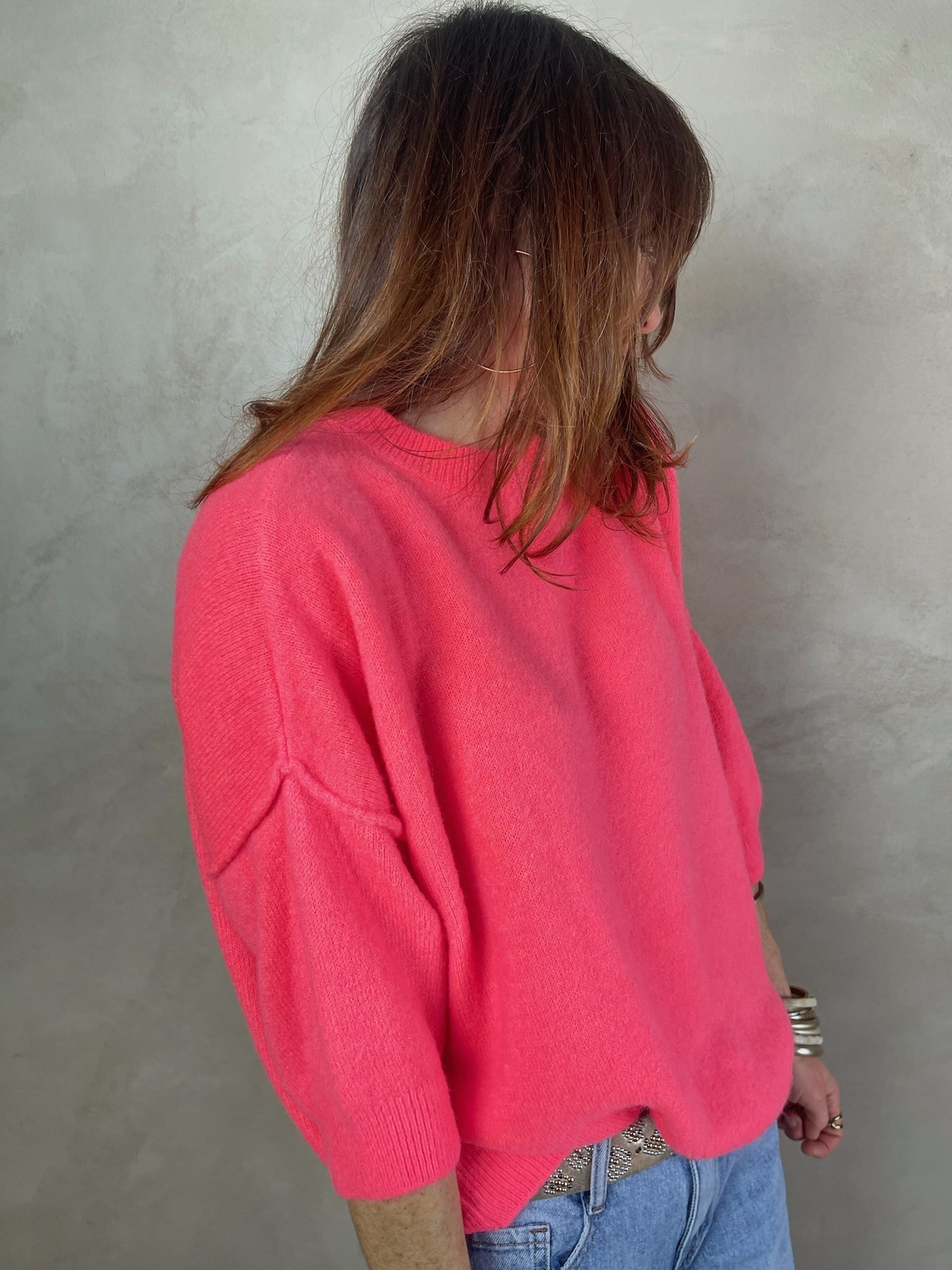 Pull alpaga couture corail