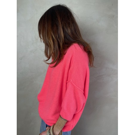 Pull alpaga couture corail