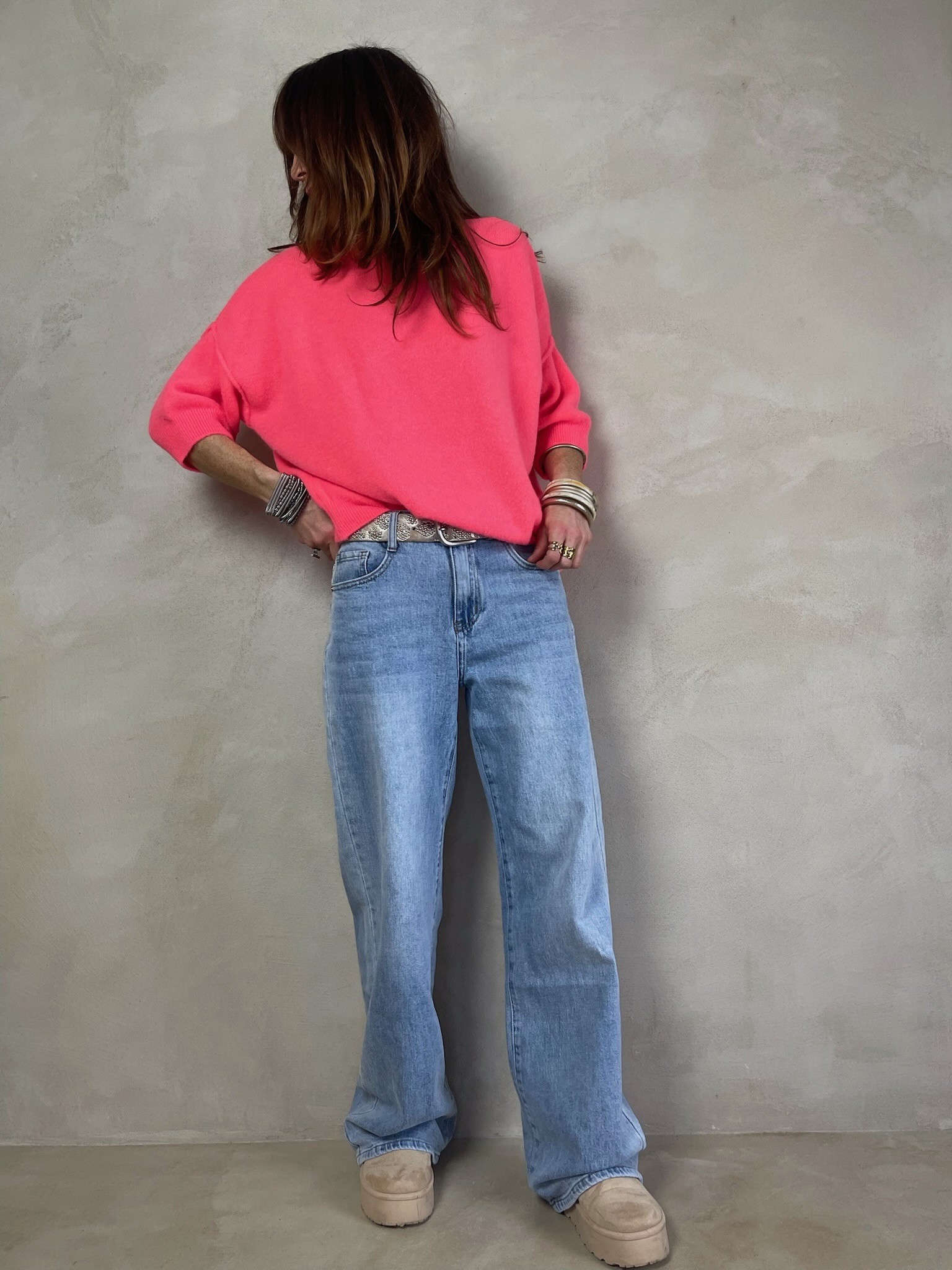 Pull alpaga couture corail