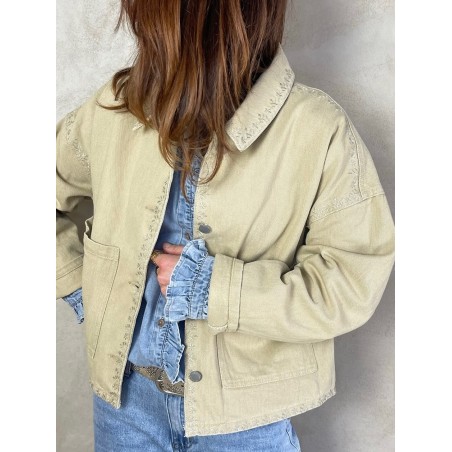 Veste denim beige