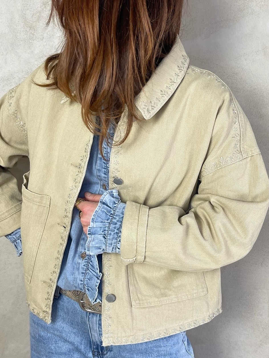 Veste denim beige