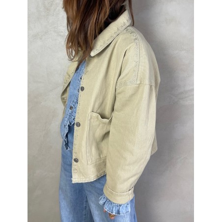 Veste denim beige