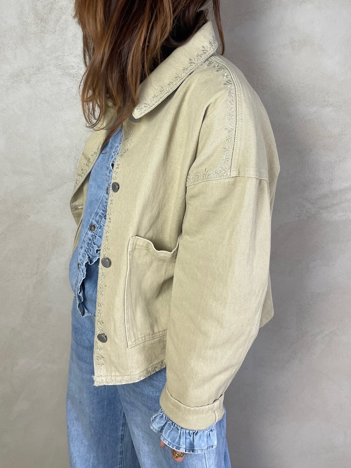 Veste denim beige