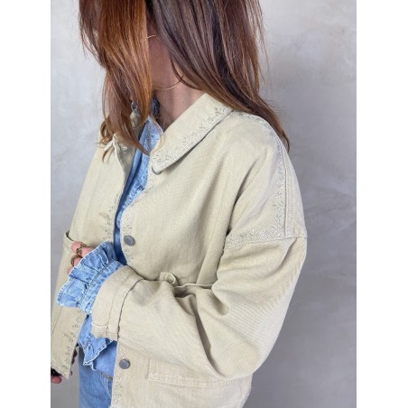 Veste denim beige