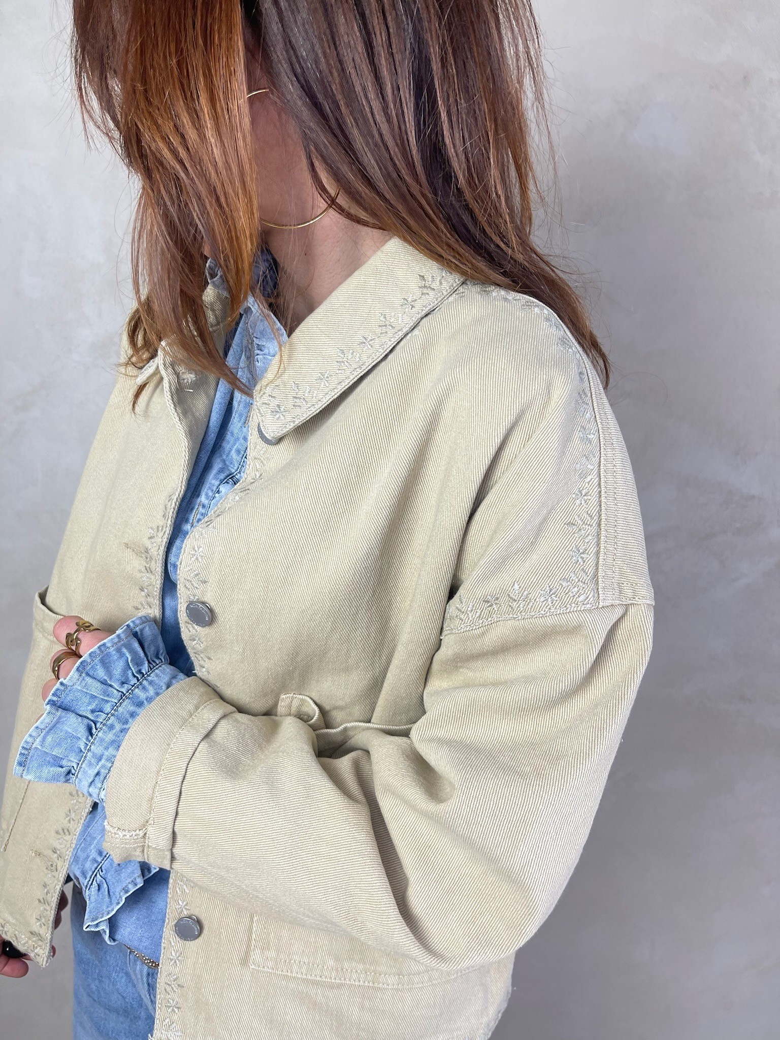 Veste denim beige