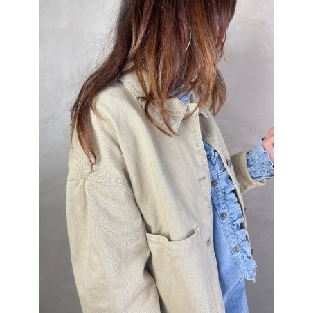 Veste denim beige