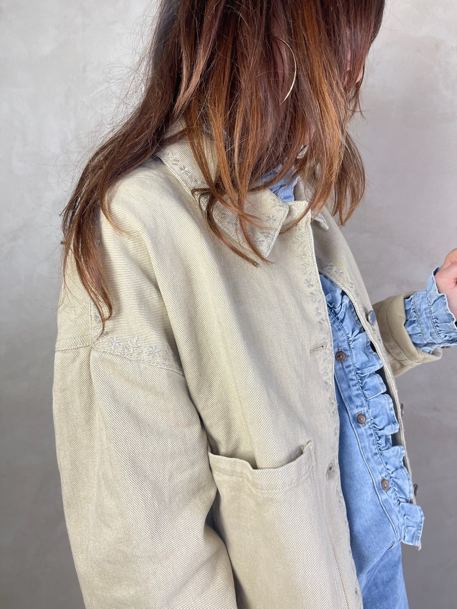 Veste denim beige