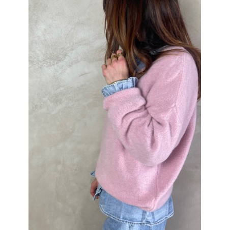 Pull alpaga rose pale