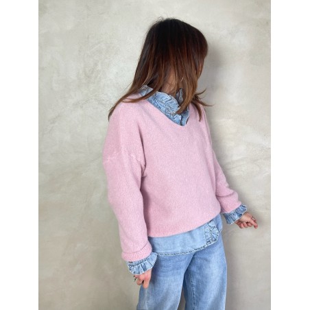 Pull alpaga rose pale