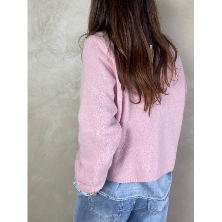 Pull alpaga rose pale