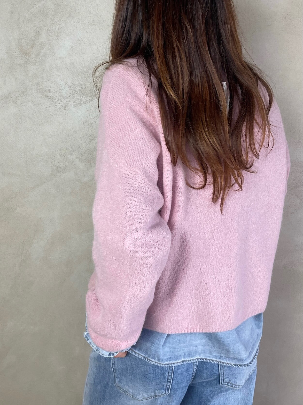 Pull alpaga rose pale