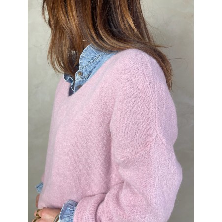 Pull alpaga rose pale