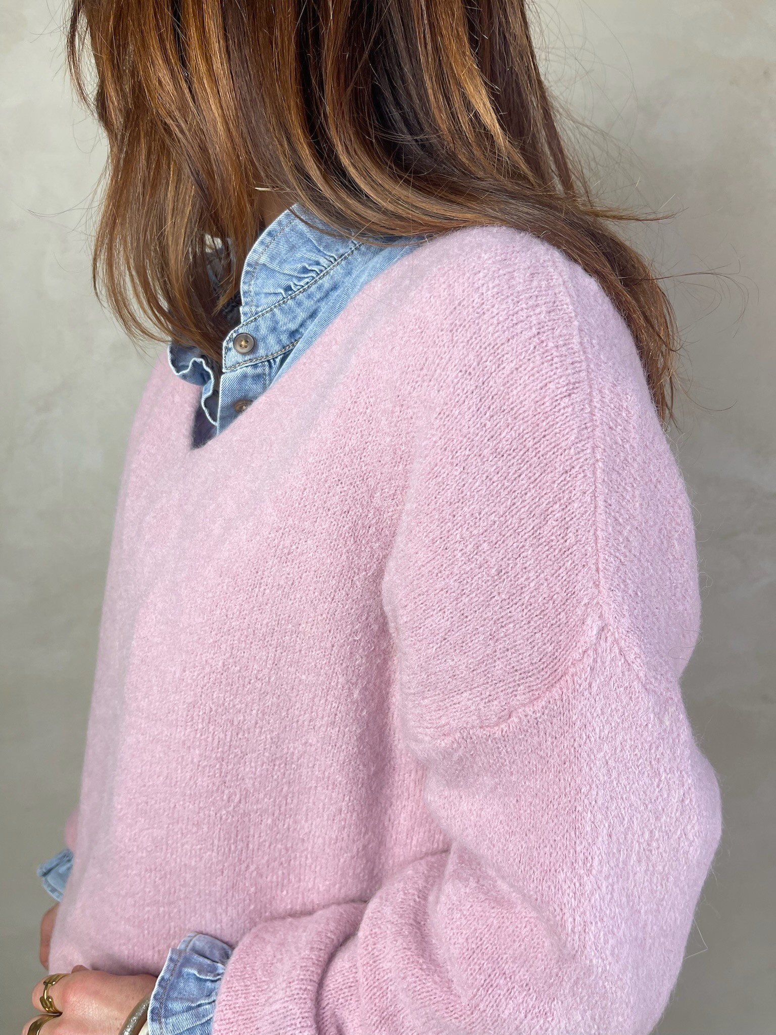 Pull alpaga rose pale