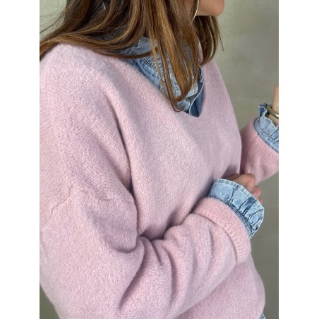 Pull alpaga rose pale