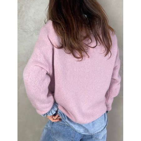 Pull alpaga rose pale