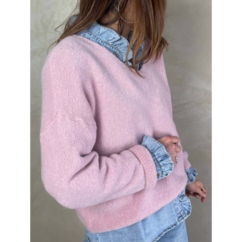 Pull alpaga rose pale