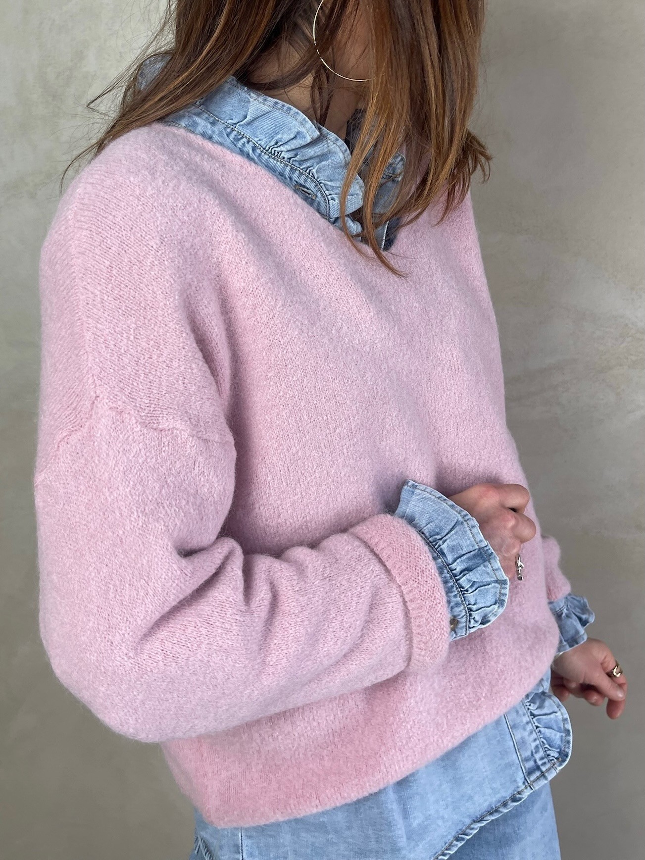 Pull alpaga rose pale