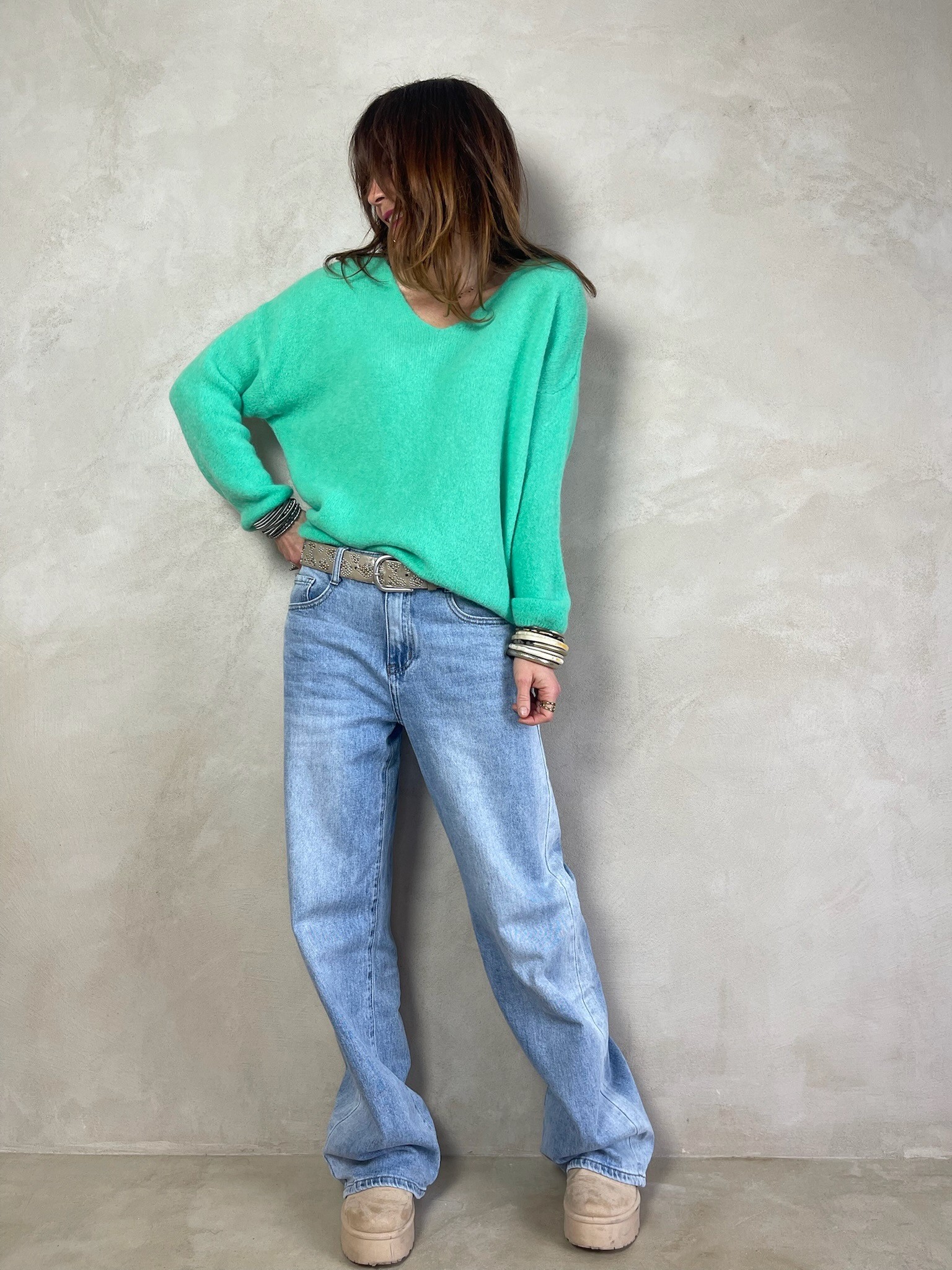 Pull alpaga vert pastel