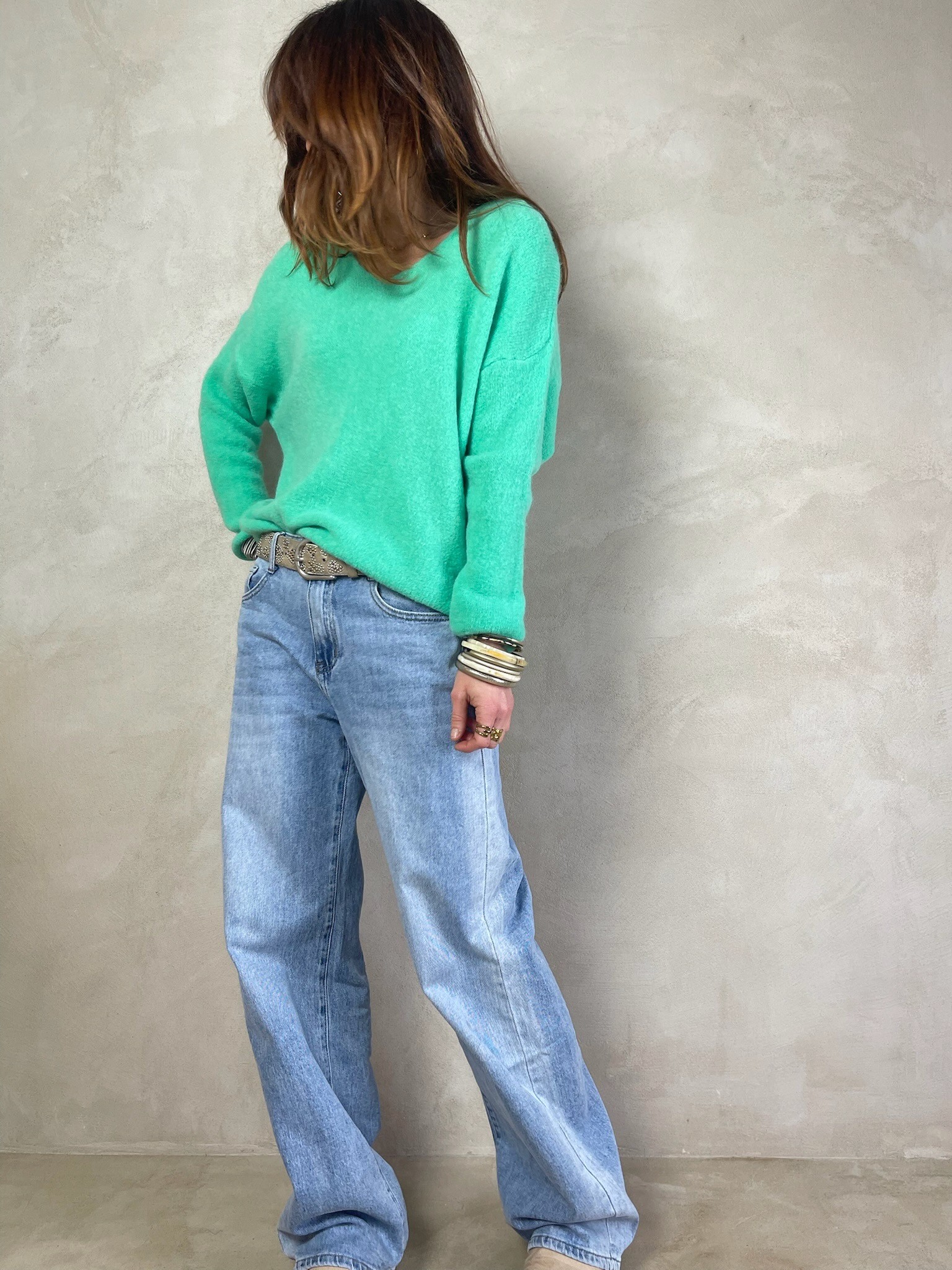 Pull alpaga vert pastel