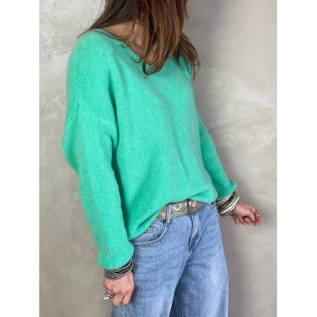 Pull alpaga vert pastel