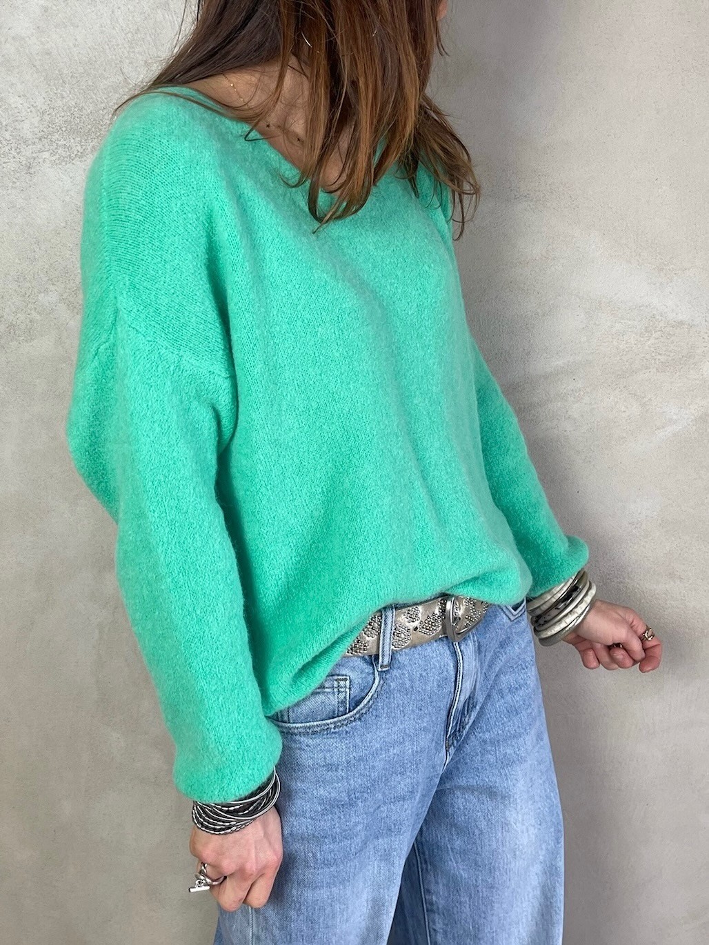 Pull alpaga vert pastel