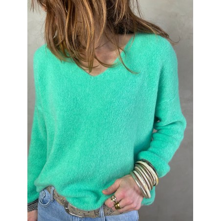 Pull alpaga vert pastel