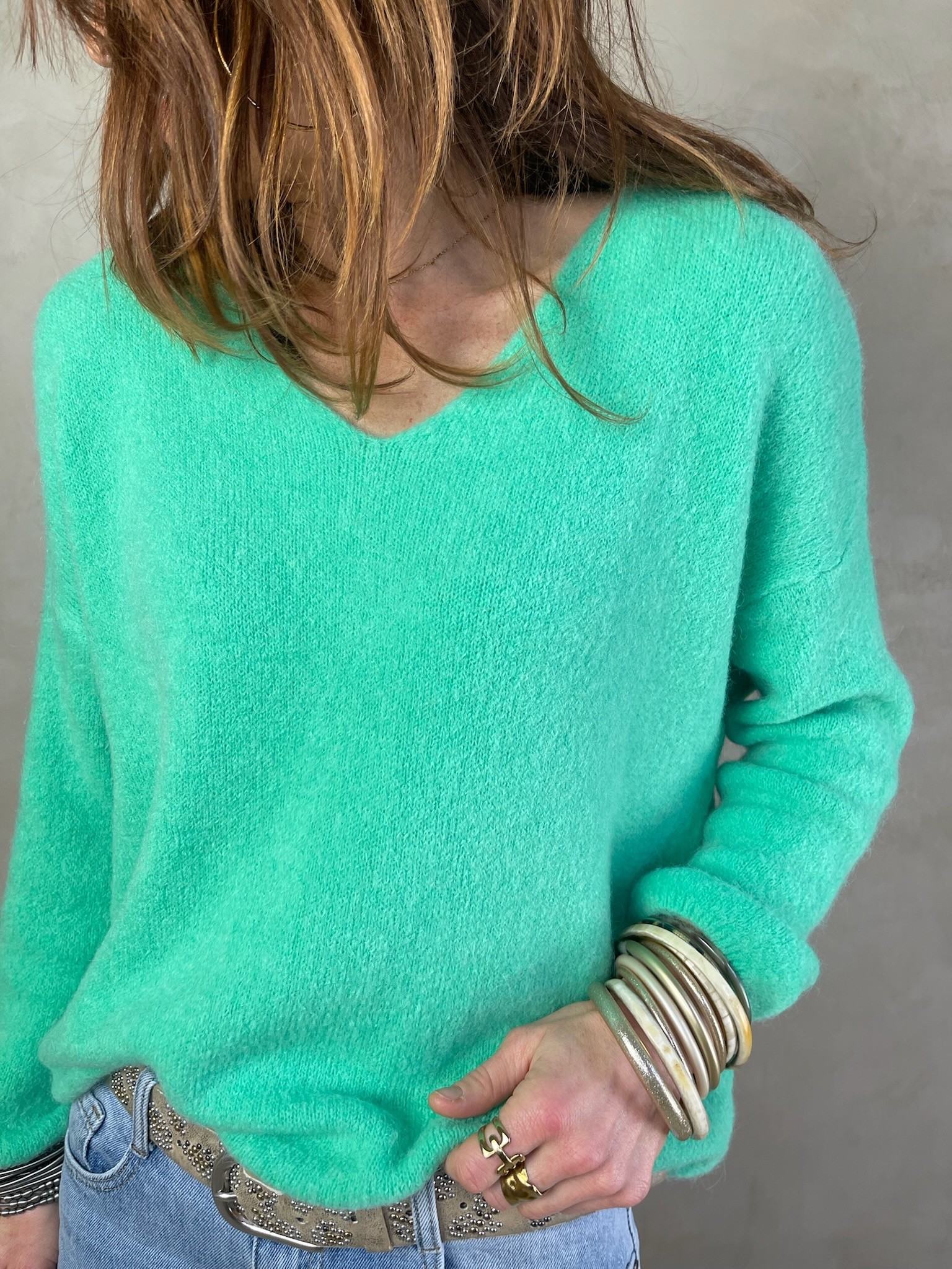 Pull alpaga vert pastel