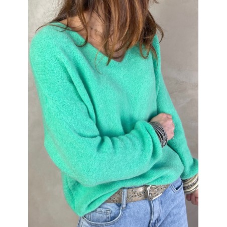 Pull alpaga vert pastel