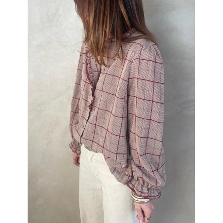 Chemise carreaux bordeaux