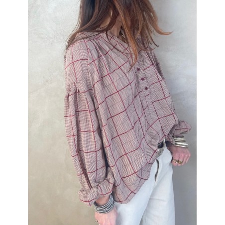 Chemise carreaux bordeaux oversize