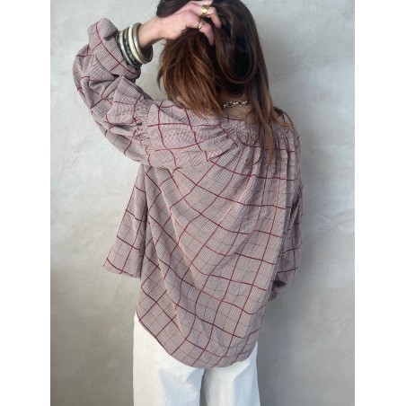 Chemise carreaux bordeaux oversize