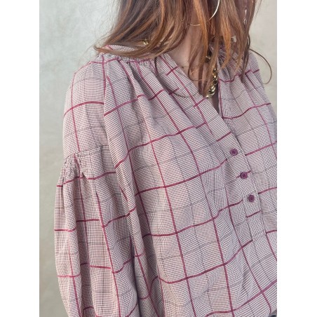 Chemise carreaux bordeaux oversize