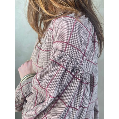 Chemise carreaux bordeaux oversize