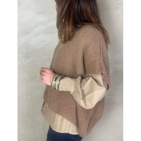 Pull manches courtes camel