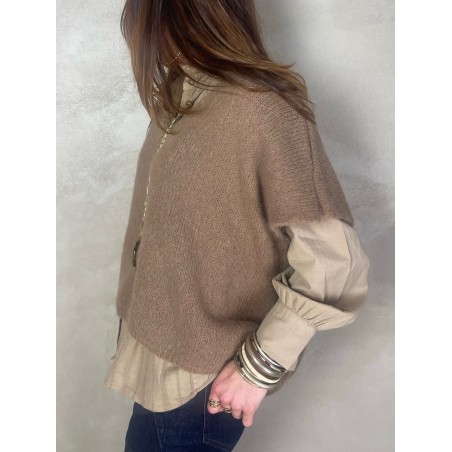 Pull manches courtes camel