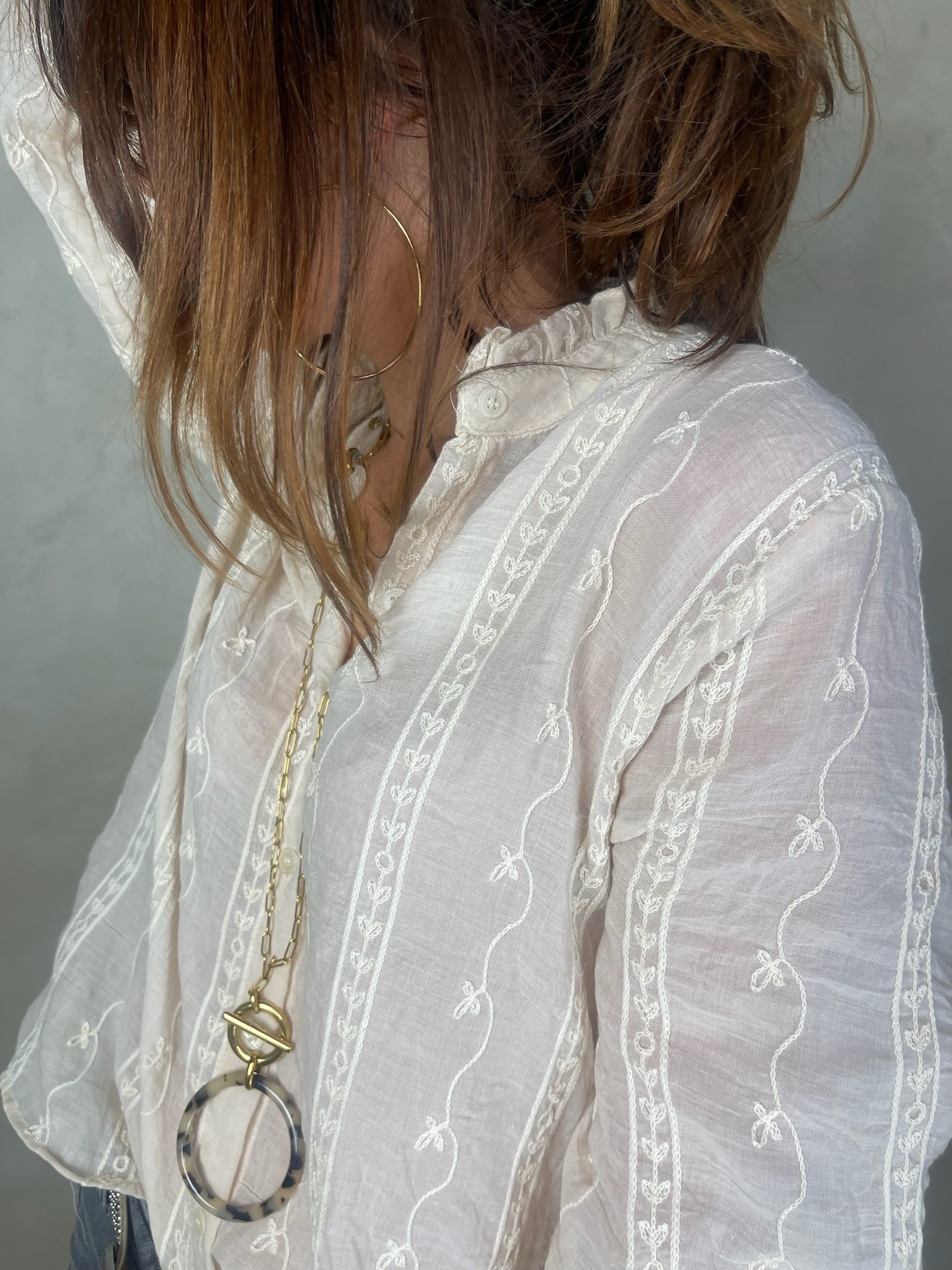 Blouse écrue broderie